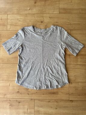 Eileen Fisher Gray Organic Cotton Crew Neck Tee Relaxed Minimalist Casual Basic